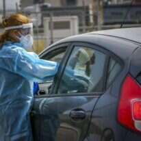 עמדת "היבדק וסע" בלוד. | יוסי אלוני, פלאש 90