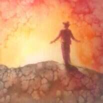 בכוחה של התשובה להפוך כל פוטנציאל של שקיעה לזריחה. רועי שנער, "זריחה", אקוורל על נייר, 2017