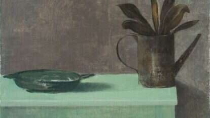 יעל סקאלייה, "טבע דומם עם שולחן חדש", שמן על פשתן מודבק על עץ, 2018. באדיבות גלריה רוטשילד, תל אביב