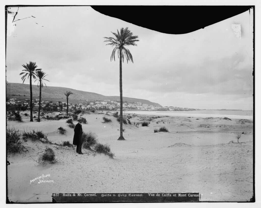 עיר קטנה למרגלות הכרמל. חיפה, המאה ה־ 19. | באדיבות ספריית הקונגרס האמריקני