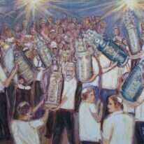 משה רבנו השלים את השירה ואת התורה "עד תֻּמָם". דינה זייפר, "אקסטזה רוחנית", מעורב בעיקר שמן, 2017