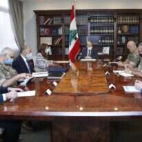 המשלחת הלבנונית נועדת עם הנשיא עאון. | AFP