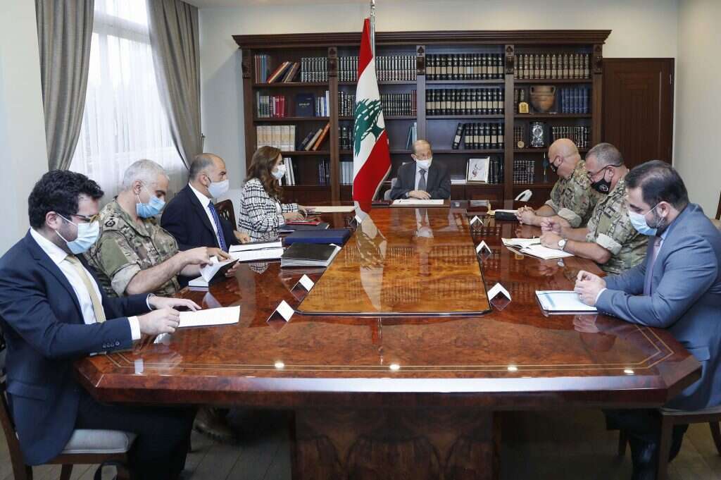המשלחת הלבנונית נועדת עם הנשיא עאון. | AFP