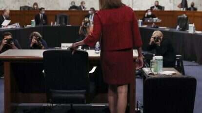 איימי קוני-ברט ביום השני לשימוע. | EPA