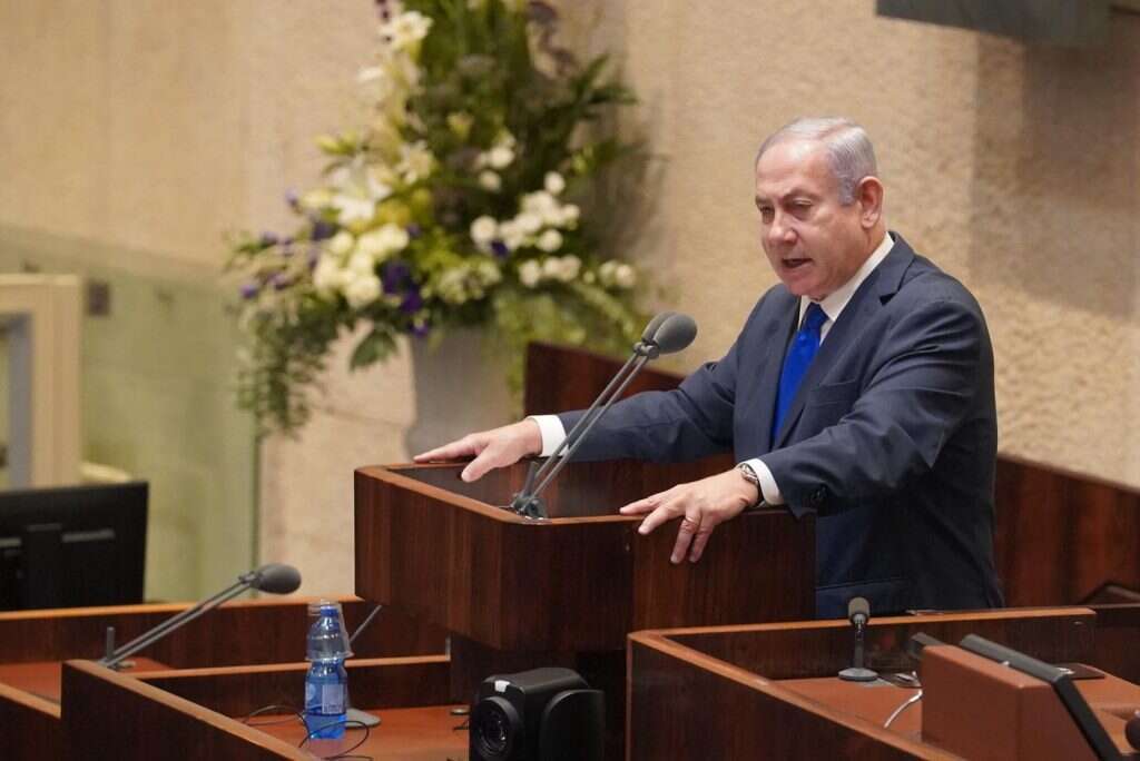 נתניהו נואם בישיבה על אשרור הסכ ם השלום, ביום חמישי. | שמוליק גרוסמן, דוברות הכנסת