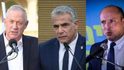 בנט, לפיד וגנץ. צילומים: אורן בן חקון, הדס פרוש פלאש 90, עודד קרני לעמ