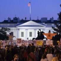 מפגינים מחוץ לבית הלבן בוושינגטון ביום הבחירות. | EPA מפגינים מחוץ לבית הלבן בוושינגטון ביום הבחירות. | EPA