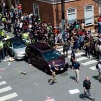 קריאות לשבש את הלוויה. זירת הדריסה בשרלוטסוויל, וירג'יניה, שבה נהרגה הת'ר האייר. | AFP