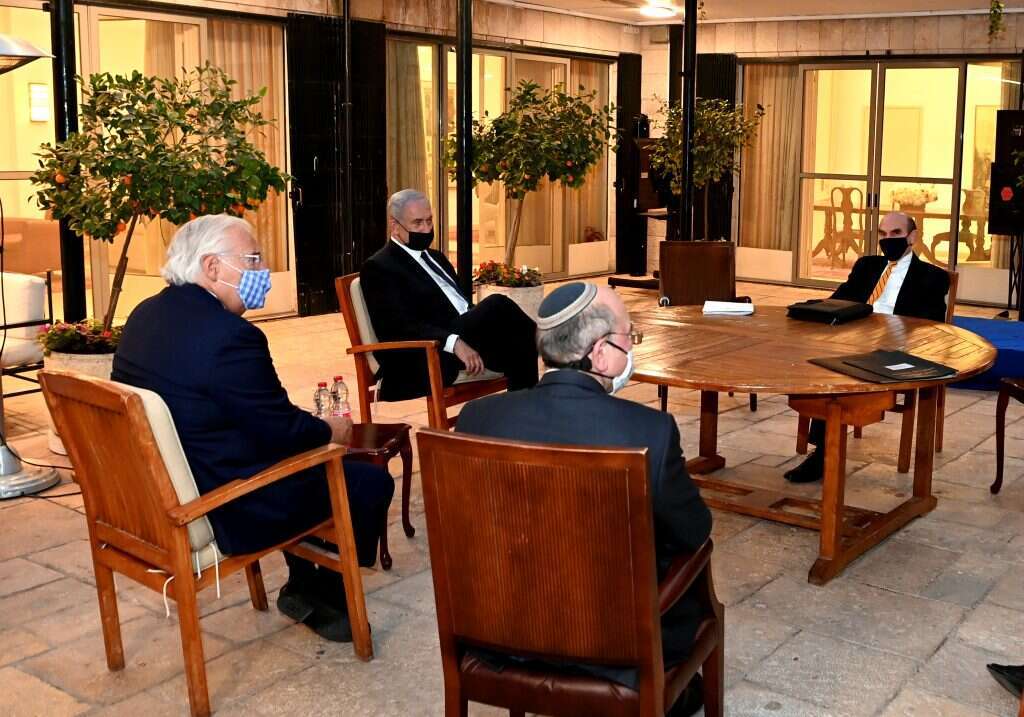 אברהמס במפגש עם נתניהו ופרידמן. | מתי שטרן - שגרירות ארה"ב ירושלים