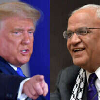 סאיב עריקאת ודונלד טראמפ. צילומים: EPA, AFP