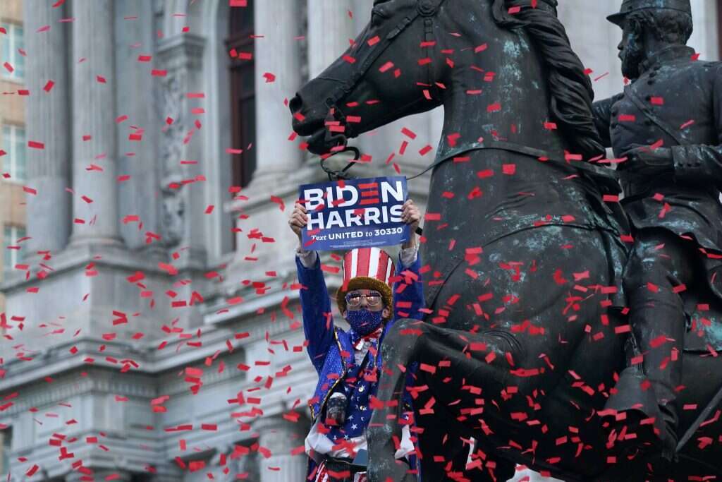 חוגגים את נצחונו של ביידן בפנסילבניה. | AFP חוגגים את נצחונו של ביידן בפנסילבניה. | AFP