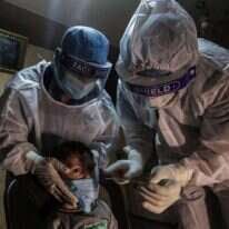 ילד ברצועת עזה נבדק לקורונה. | EPA