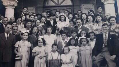 חתונה בבית-הכנסת "מגן אברהם", ביירות, לבנון, שנות החמישים של המאה ה-20. אוסף JIMENA