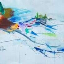 נילי אחיעזר, "נוף", פסטל וטכניקה מעורבת, 2017