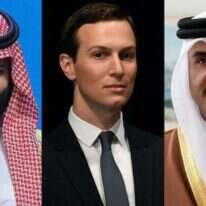 מימין: אמיר קטאר תמים בן חמד אל ת'אני, ג'ארד קושנר, ונסיך הכתר הסעודי מוחמד בן-סלמן. | AFP