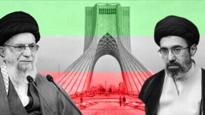 עלי חמינאי (משמאל) ובנו מוג'תבא. צילומים:  EPA ,Shutterstoc, Mahmoud Hosseini