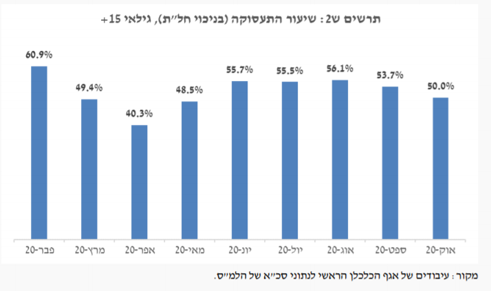 שיעור התעסוקה. מתוך דו"ח הכלכלנית הראשית באוצר