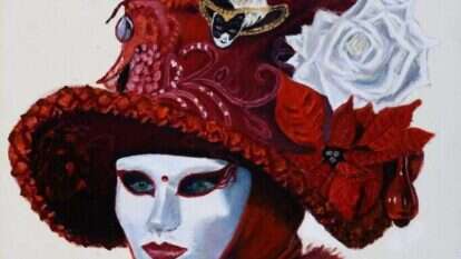 גיבורה בעלת נוכחות כריזמטית וסגולות כישוף. יצחק דוידוביץ, "האישה באדום", שמן על בד, 2014