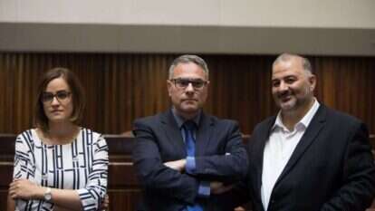 מנסור עבאס, מטאנס שחאדה והיבא יזבק בכנסת. | נועם ריבקין פנטון, פלאש 90 מנסור עבאס, מטאנס שחאדה והיבא יזבק בכנסת. | נועם ריבקין פנטון, פלאש 90