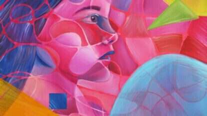 שיח פנימי של אישה עם הקב"ה והיתמות. נטע ויצטום, "בועה וורודה", שמן על בד, 2019