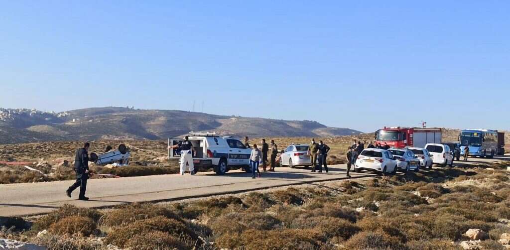 כוחות ביטחון והצלה בזירת התאונה בבנימין, השבוע. | TPS