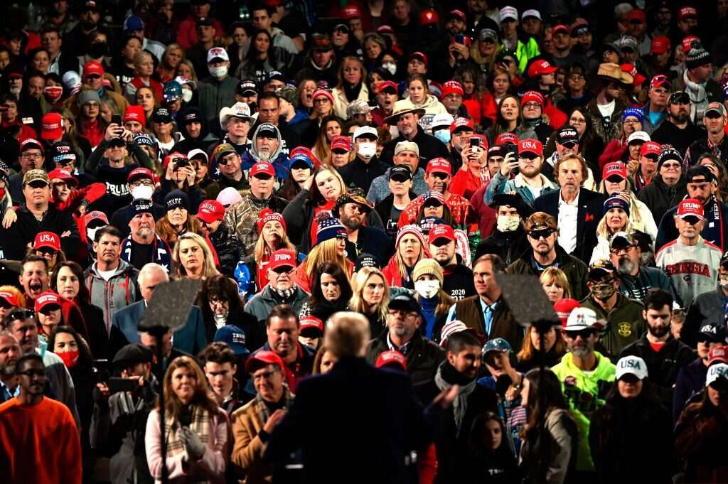 טראמפ בעצרת תמיכה במתמודדים הרפובליקנים בג'ורג'יה, בתחילת החודש. | AFP