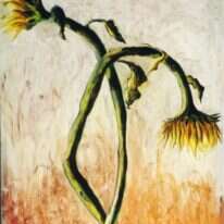 רפי פרץ, "חמניות", שמן על בד, 1996