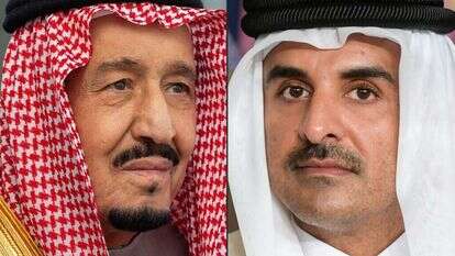 מלך ערב הסעודית סלמן ואמיר קטאר השייח' תמים בן-חמאד. | AFP