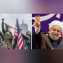 חסן רוחאני ותומכי טראמפ במהומות בארה"ב. צילומים: EPA' AFP