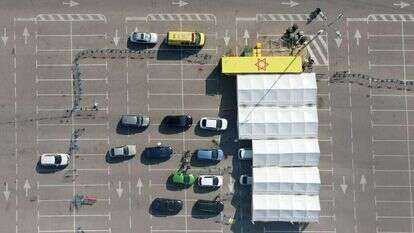 מתחם בדיקות קורונה. | AFP מתחם בדיקות קורונה. | AFP