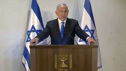 בנימין נתניהו בעת הנאום בנצרת. | מסך מתוך עמוד הפייסבוק של בנימין נתניהו בנימין נתניהו בעת הנאום בנצרת. | מסך מתוך עמוד הפייסבוק של בנימין נתניהו