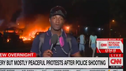 "מחאות שלוות ברובן". סיקור המחאה על מותו של ג'ורג' פלויד. | מסך מתוך CNN NEWS