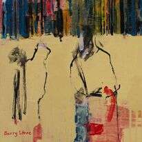 ברי סטון, "פגישה, חצי פגישה", צבע אקרילי על בד, 2018. הוצג בתערוכת יחיד בגלריה משרד בתל אביב