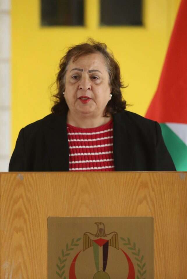 "ביקשנו מישראל שתסייע לגורמים בינלאומיים להעביר לנו את החיסונים". שרת הבריאות הפלסטינית מאי כילה. | גטי אמיג'ס "ביקשנו מישראל שתסייע לגורמים בינלאומיים להעביר לנו את החיסונים". שרת הבריאות הפלסטינית מאי כילה. | גטי אמיג'ס