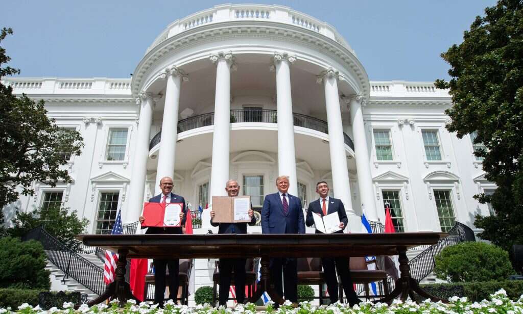 חתימת הסכמי כינון היחסים בבית הלבן בספטמבר 2020. | AFP