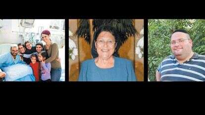 שלומי קולמן ז"ל, צביה חורי ז"ל ועוזי כהן ז"ל עם בני משפחתו לפני כחמש שנים. צילומים: באדיבות המשפחה