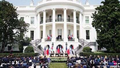 חתימת הסכמי אברהם. | AFP חתימת הסכמי אברהם. | AFP