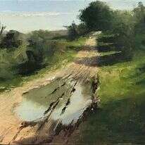 יהודה ארמוני, "שלולית בפארק קנדה", שמן על בד, 2018