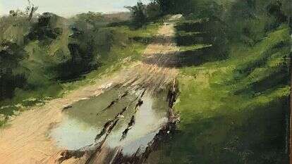 יהודה ארמוני, "שלולית בפארק קנדה", שמן על בד, 2018