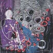 עידית מקובר, ללא שם, טכניקה מעורבת, 2019. הוצג בתערוכה " על חבל מתוח" בגלריית הפיס, היכל התרבות פתח תקווה