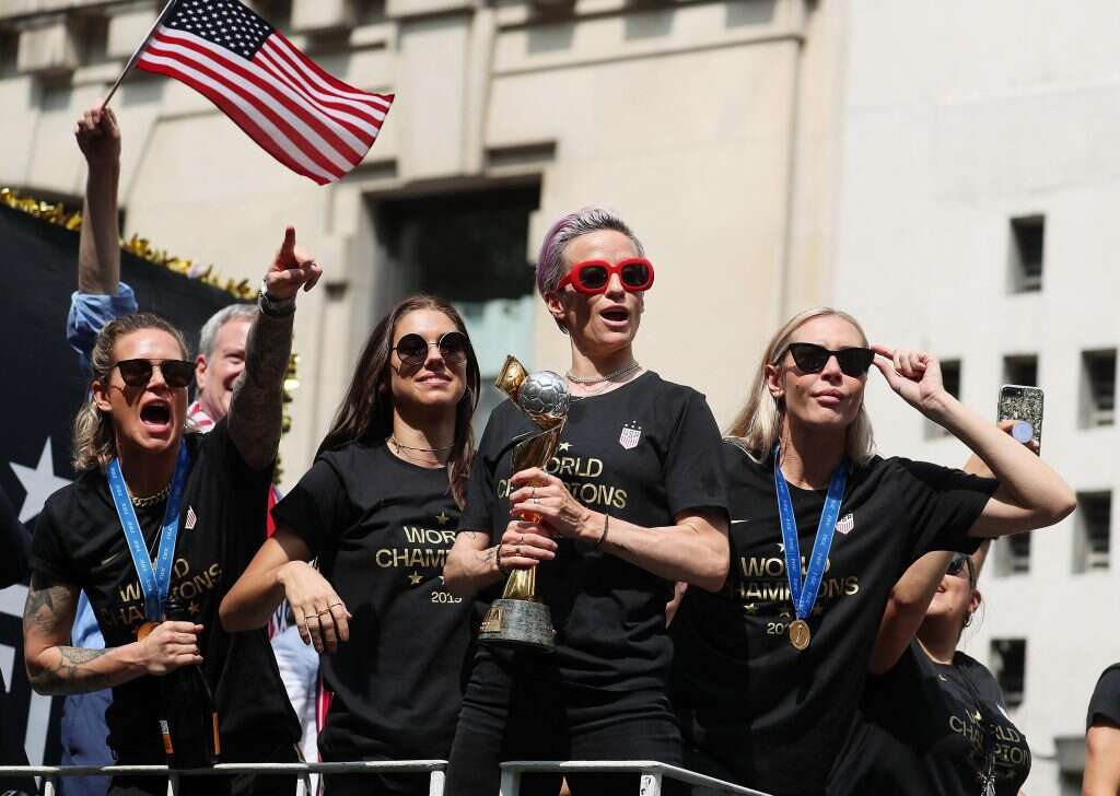 יותר ממיליארד צופים ברחבי העולם. נבחרת הנשים האמריקנית חוגגת זכייה בגביע העולם 2019. | AFP יותר ממיליארד צופים ברחבי העולם. נבחרת הנשים האמריקנית חוגגת זכייה בגביע העולם 2019. | AFP