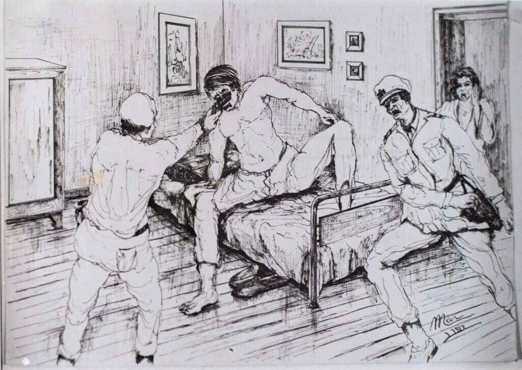 "בוקר טוב, יא ז'ורז'". מעצרו של זפרן. איור: מאיר זפרן