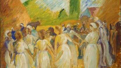 חגים כט"ו באב שבמהלך הדורות שקעו בתהום הנשייה. הדס שקדי, "מחולות", שמן על בד, 2015