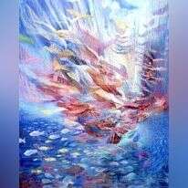 עניין שנזרע בדרשות נחמה ליבוביץ בין קבלת שבת לערבית. יורם רענן, "היום החמישי", פסטל ואקריליק על נייר, 1993