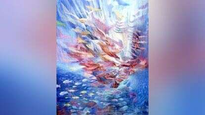 עניין שנזרע בדרשות נחמה ליבוביץ בין קבלת שבת לערבית. יורם רענן, "היום החמישי", פסטל ואקריליק על נייר, 1993