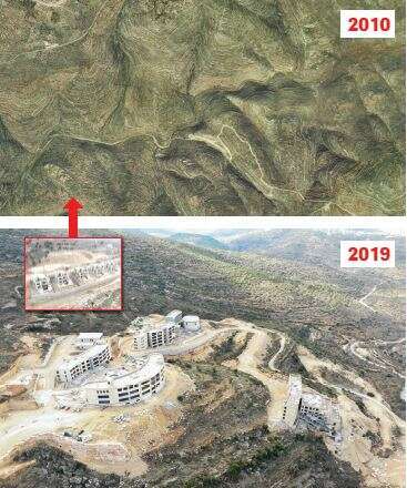 תצלומי אוויר של בנייה פלסטינית בשטחי B סמוך ליישובים מעלה־לבונה ואיתמר. | תנועת רגבים