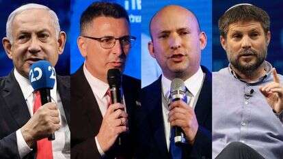 סמטריץ', בנט, סער ונתניהו. צילומים: EPA, AFP