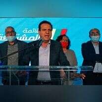 איימן עודה במטה המפלגה. | AFP