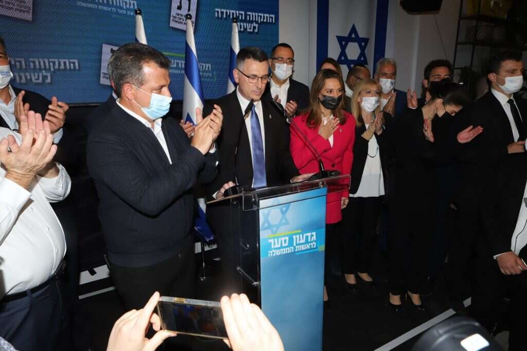 גדעון סער במטה תקווה חדשה. | איתן אלחדז/TPS