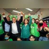 תמר זנדברג וניצן הורוביץ במטה מרצ. | פלאש 90